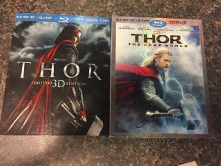 Thor 3d & Thor Dark World 3d Blu - Ray Set With Rare Slipcovers 2011 2013