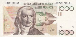 1000 Francs Extra Fine Banknote From Belgium 1980 - 96 Pick - 144 Rare