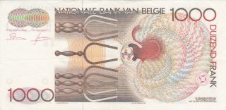 1000 FRANCS EXTRA FINE BANKNOTE FROM BELGIUM 1980 - 96 PICK - 144 RARE 2