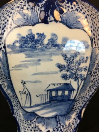 A RARE 18TH C DELFT Garniture Jar Vase Marked JVOH chinoiserie Hand Painting 2