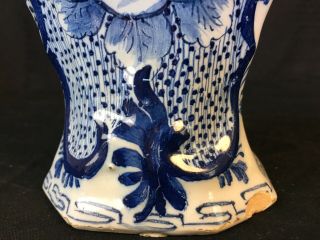 A RARE 18TH C DELFT Garniture Jar Vase Marked JVOH chinoiserie Hand Painting 3