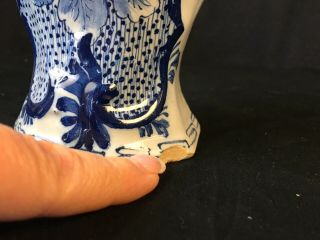 A RARE 18TH C DELFT Garniture Jar Vase Marked JVOH chinoiserie Hand Painting 8