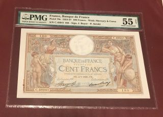 France French 100 Francs 1935 Pmg 55 Aunc Pick 78c Mercury And Ceres Rare Date