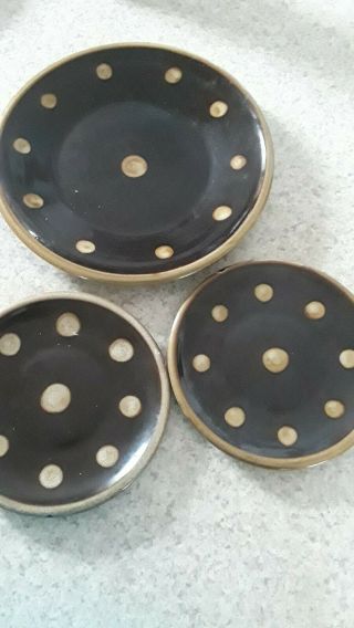 Vintage Ma Hadley Pottery Brown Fleck 9 " Plate And 2 6 " Plates,  Rare Items