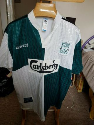 Rare Old Liverpool Away 1995 Football Shirt Size Xtr Large