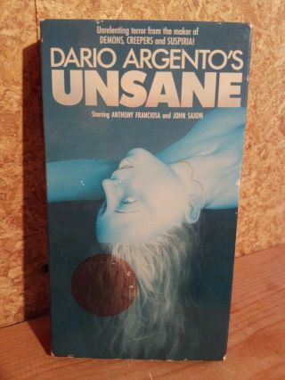 Unsane Dario Argento RARE VHS Tenebrae horror suspiria PLAYS GREAT 2