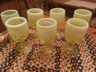 Rare Le Smith Moon And Stars Vaseline Goblets - 7 Total