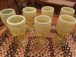 Rare Le Smith Moon And Stars Vaseline Goblets - 7 Total 2