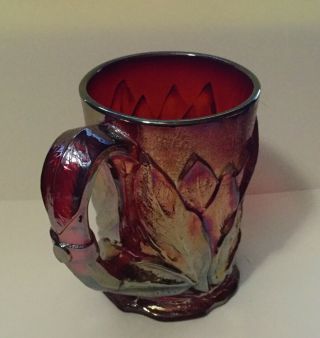 1960s Imperial RARE Sunset Ruby Carnival Glass Acanthus Leaf 4.  5 