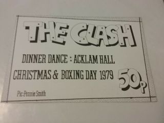 The Clash 1979 Uk Acklam Hall Uk Flyer Card Nmint Rare Vtg Htf