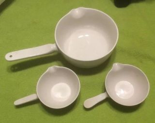3 Pc Vintage Coors Ceramics White Pharmaceutical Cooking Small Mixing Bowls Rare