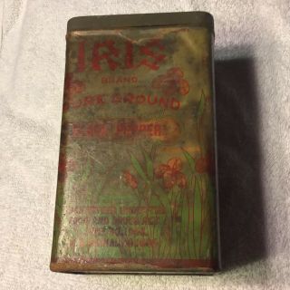 Antique Rare Sears & Roebuck Iris Pure Brand Black Pepper Tin Can