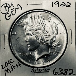 1922 P Bu Gem Peace Silver Dollar Unc Ms,  U.  S.  Rare Coin 6382