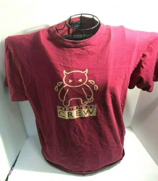 Vintage Red Burgundy Radiohead Local Crew Concert T - Shirt Rare Xl100 Cotton