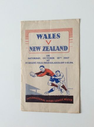 Wales V Zealand 18.  10.  1947 Rare International Played At Swansea - Wales