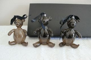 3 Rare Gucci 5 " Glass Christmas Teddy Bear Ornaments Tom Ford Era Made In Italy