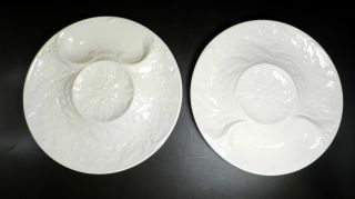 Vintage 2 Gien France White Majolica Artichoke Plates Rare Size 9.  25 "