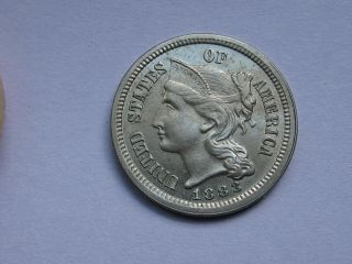 1883 Proof Three 3 Cent Nickel - Very Rare