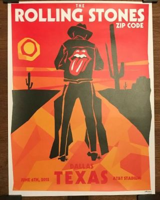 Rolling Stones Dallas Texas 2015 Limited 1st Edition Concert Poster 683/850 Rare
