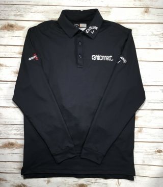 Callaway Polo Tour Issue Golf Odyssey Opti Dri Long Sleeve Black Shirt M Rare