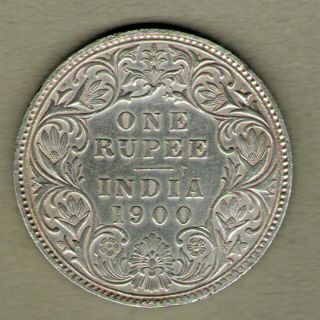 British India 1900 Victoria Empress One Rupee Silver Key Date Rare
