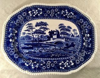 Copeland Rare Extra Large 19.  5” Serving Platter In Blue Spode Tower England