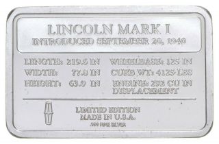 Rare Silver 29.  9 Grams Lincoln Mark I Bar.  999 Fine Silver 611 2