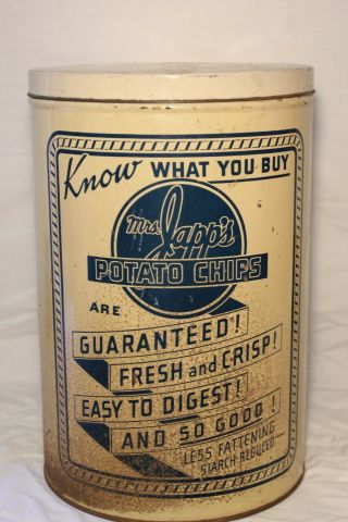 Vintage Mrs Japps Potato Chip Tin 1 Lb Very Rare 2