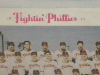 Rare vintage 1949 Fighten Philliers color team photo.  Richie Ashburn Rookie year 4