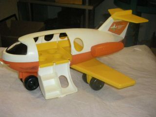 Rare/vintage 1980 Fisher Price Little People Jet Airplane 2502 Yellow & Orange