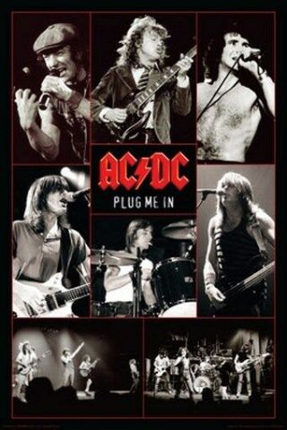 Ac/dc Poster Plug Me In - Acdc Collage Rare Hot 24x36