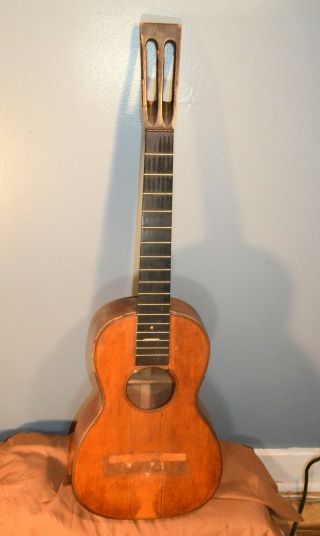 Rare Parlor Guitar 1900 French ? Tiger Stripe Maple Back & Sides Worthy Project