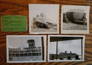 Rare Early Wwii Us Navy Liberty Pass For Cruiser Ship Uss Detroit & 4 Photos