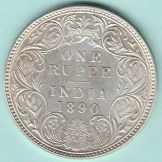 British India 1890 Victoria Empress One Rupee Ex Rare Coin