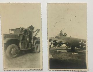 Vintage Rare Ww2 Photo Wrecker And Bomber Plane Military History 1940s