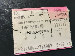 Vtg 1982 Queen Freddie Mercury Rock Concert Ticket Stub Myriad Okc Oklahoma Rare