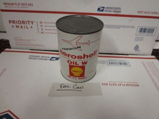 Rare Vintage Shell Aeroshell Aircraft Oil Can Paper Can Full 1 Qt Usa