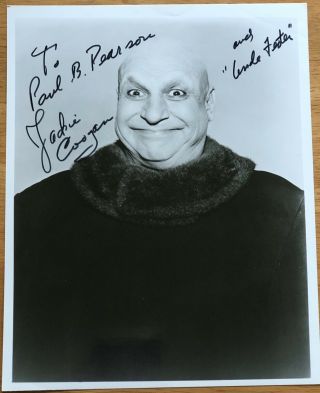 Rare Autographed Photo Of Jackie Coogan As " Uncle Fester " Adams Family
