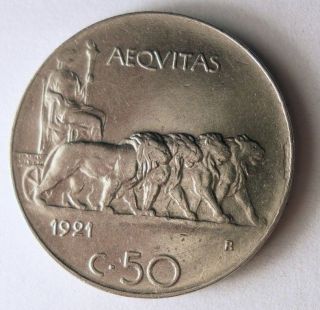 1921 Italy 50 Centesimi - Au - Very Rare Coin - - Hv Italy