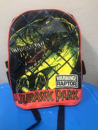 1992 Ero Industries Jurassic Park Backpack Warning Raptor Rare