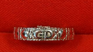 Very Rare Authentic Christian Dior Silver Tone Dior Quilted Bangle,  Safety Chain