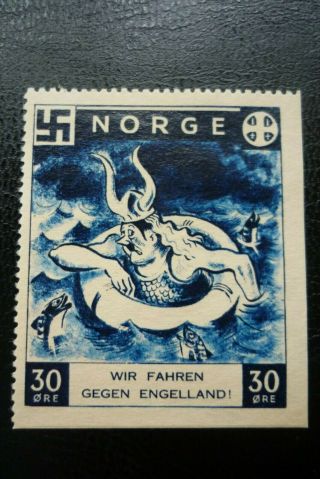 1 Revenue Stamp Norway Anti - Nazi War Propaganda Gummed Mnh Rare