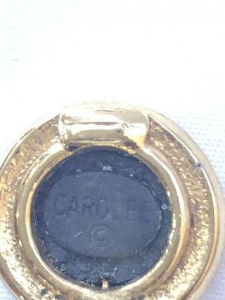Rare Vintage Signed Carolee Roman Coin GOLD TONE Dangle DROP Earrings 2 1/8 