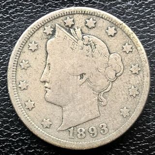 1893 Liberty Head Nickel 5c Better Grade Rare 12828
