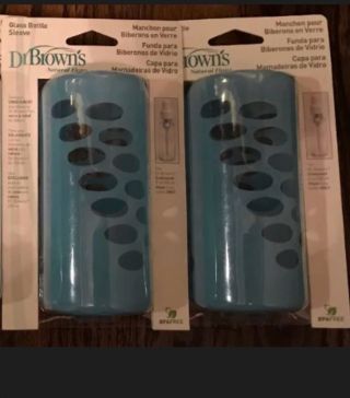 6 Dr Brown’s Rare Glass Bottles 8oz Complete with 2 sleeves (Pink OR Blue) 5