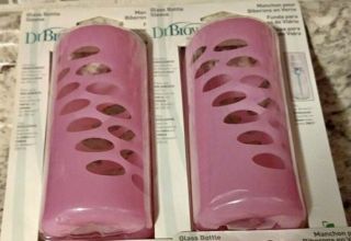 6 Dr Brown’s Rare Glass Bottles 8oz Complete with 2 sleeves (Pink OR Blue) 6