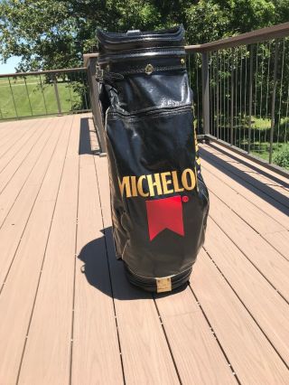 Michelob 35 " X 10” Staff Golf Bag - Leather Viynl Usa Vintage Rare 1980s
