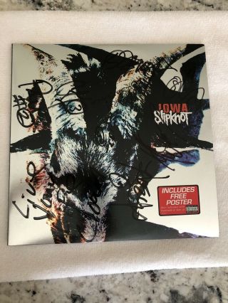 Slipknot Iowa Signed Album Double Album With Poster Whole Band Rare Look Real