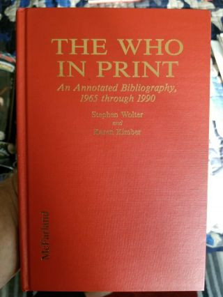 The Who In Print Book.  Very Rare Out Of Print.  Pete Townshend Daltrey