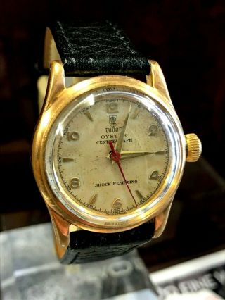 1931 Tudor Oyster Centregraph Gold Plated Mens Vintage Watch Rare Rolex